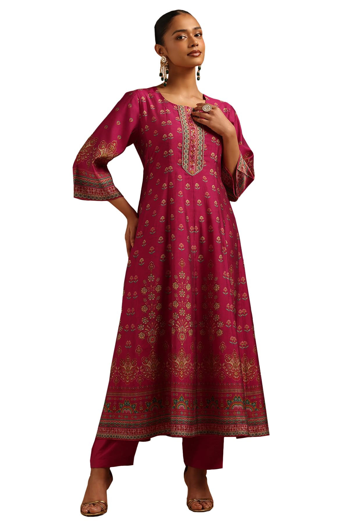 Soch Women Muslin Floral Kurta Set with Beads