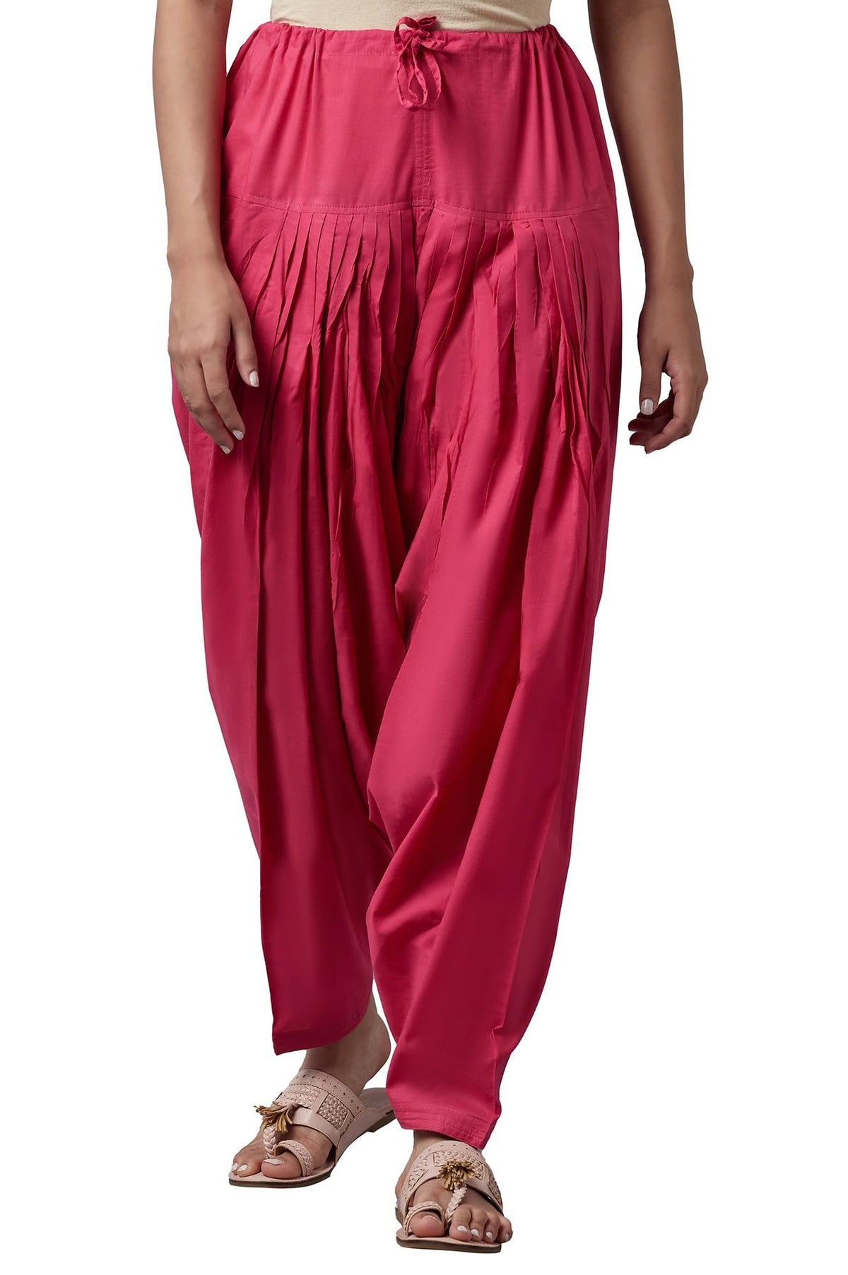 Aurelia WomenS Cotton Regular Fit Patialas (Crk60011-25670_Pink_Fs Free Size)
