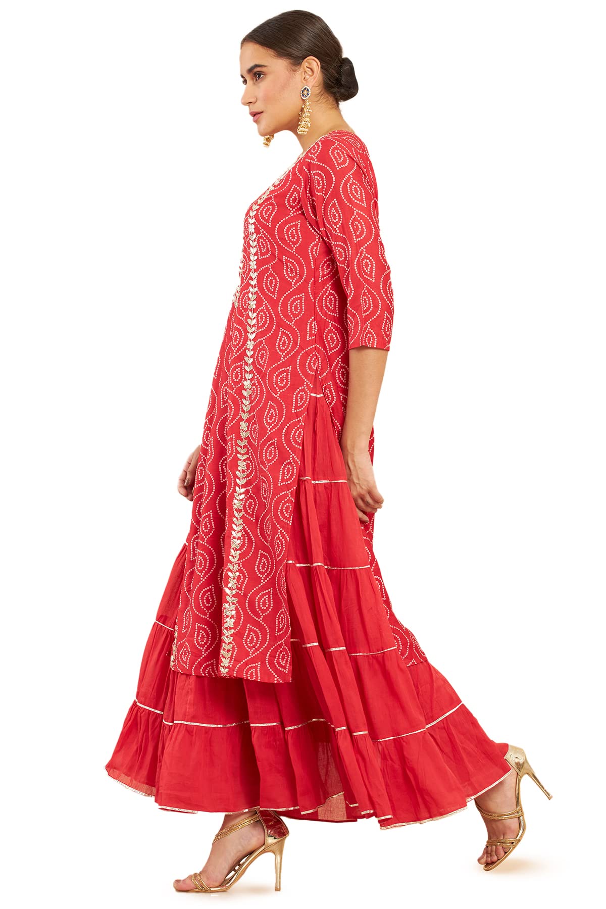 Soch Women Pink Crepe Bandhani Kurta