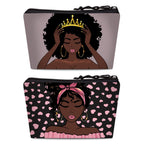 BDAWQUG 2pcs Women Toiletry Bag African American Queen Travel Toiletries Bags Melanin Queen Makeup Pouch Accessories Organizer C