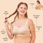 Enamor A112 Smooth Super Lift Classic Full Support Bra - Stretch Cotton, Non-Padded, Wirefree & Full Coverage PALESKIN