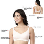 Enamor A077 Bamboo Fabric Full Support T-Shirt Bra for Women- High Coverage, Padded and Wirefree Pearl Blush