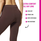 Hue Women's Wide Waistband Blackout Cotton Leggings, Assorted Leggings, Espresso, X-Small US