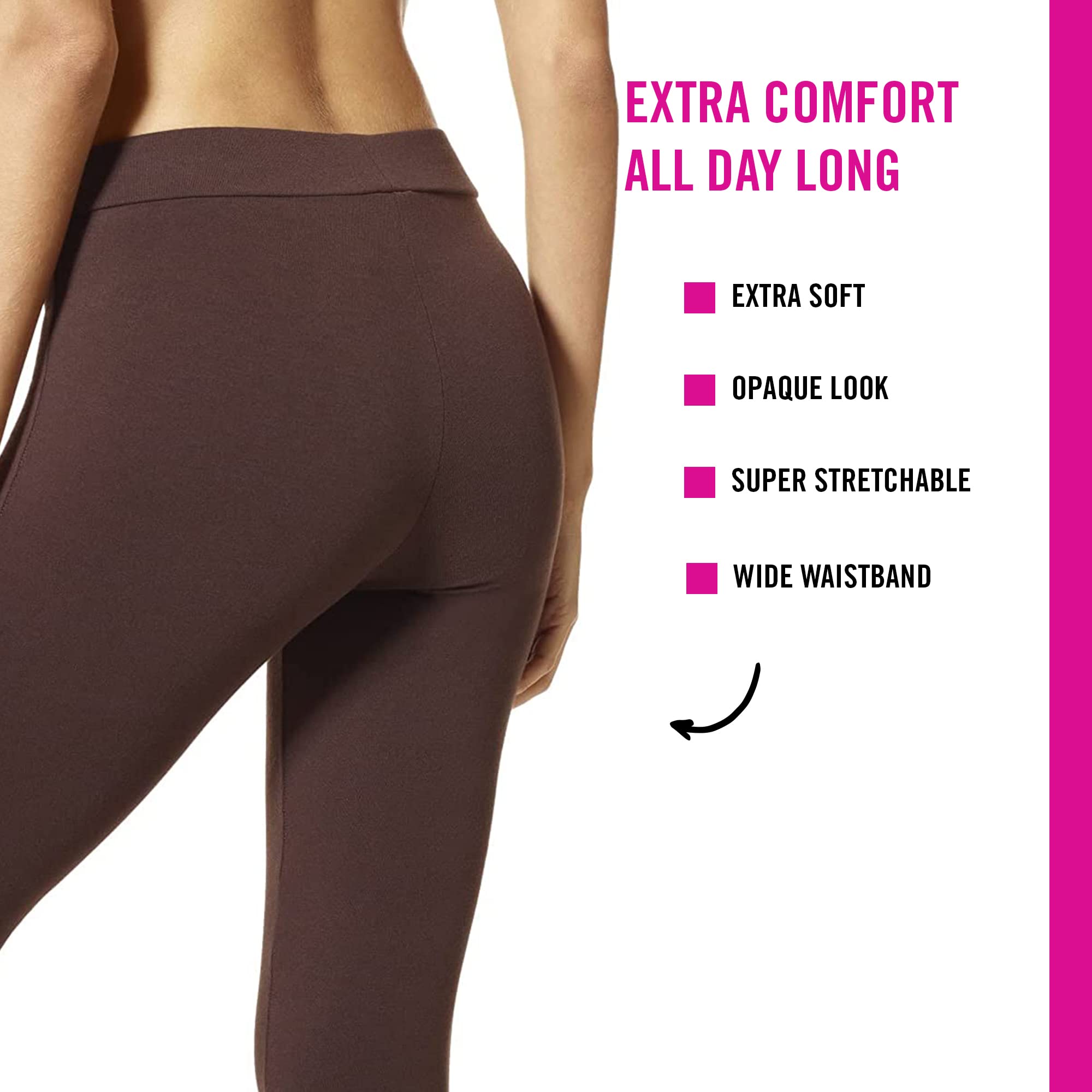 Hue Women's Wide Waistband Blackout Cotton Leggings, Assorted Leggings, Espresso, X-Small US