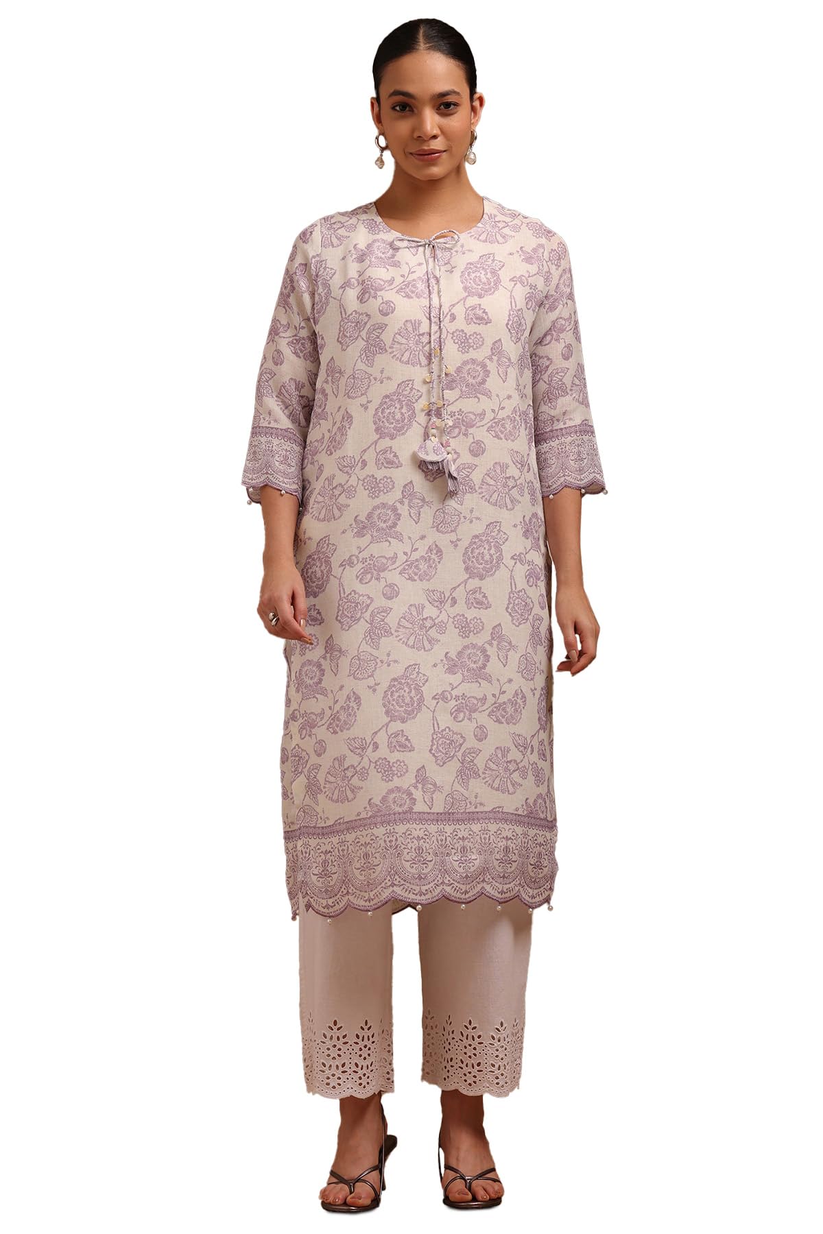 Soch Women Linen Botanical Regular Kurta (skc
