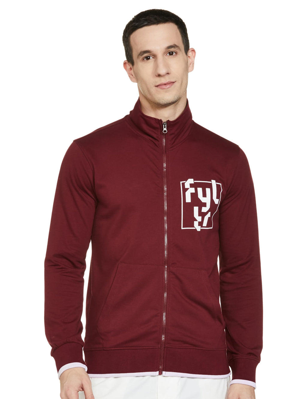 FYLTR Mens Casual Stand Collar Jacket With Rib Details - Full Zipper | Full Sleeve Branding | Casual Winterwear For Men