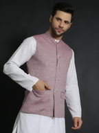 Wintage Men'S Linen Cotton Red Modi Nehru Jacket : X-Small