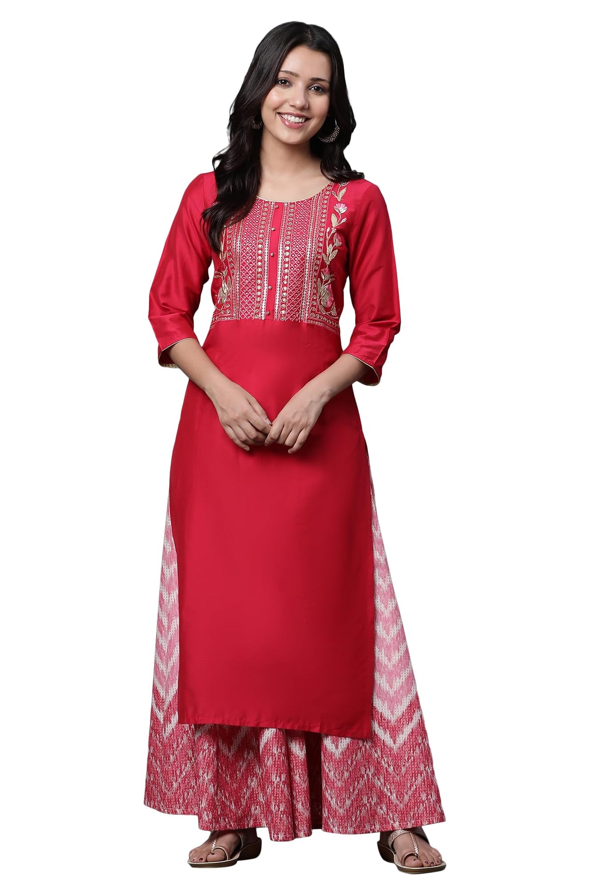 Aurelia WomenS Jazzy Pink Solid Solid Viscose Poly Straight Kurta_23Aua14584-704195_Xs