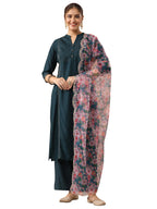Libas WomenS Viscose Kurta Set (400691_Teal