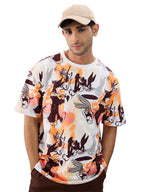 The Souled Store Official Looney Tunes: Bugs Bunny Men and Boys Short Sleeves Round Neck Multicolor All Over Printed Cotton Over