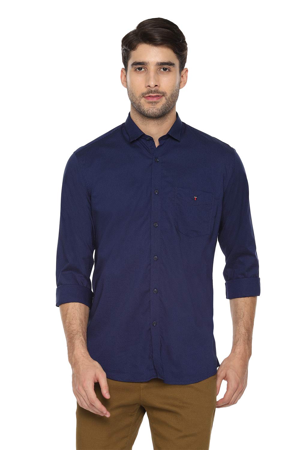 Louis Philippe Sport MenS Printed Slim Fit Casual Shirt (Lysfcslpr45419_Navy 44)