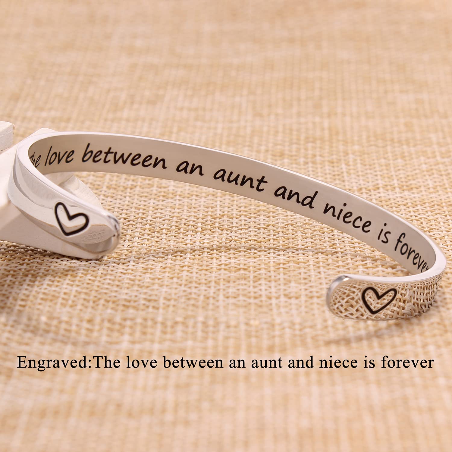 Btysun Stainless Steel Cuff Bracelet for Women, Niece Gifts from Aunt, Promise Quotes Engraved Bracelets, Birthday Christmas Jew