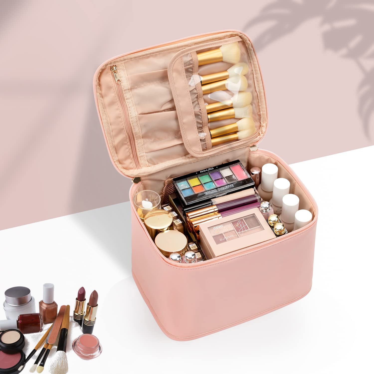 OCHEAL Makeup Bag, Large Travel Makeup Bag Cosmetic Bags for Women Traveling Washable Make Up Bag Organizer Case -Large Pink