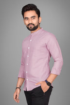 Besix MenS Regular Fit Solid Cotton Shirt | Chinese Collar | Casual | Plain | Branded | Mandarin Collar | Full Sleeve | Summer
