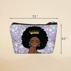 BDAWQUG Women Small Makeup Bag African Queen Cosmetic Travel Pouch for Purse Mermaid Makeup Organizer Afro Queen Thanksgiving Ch