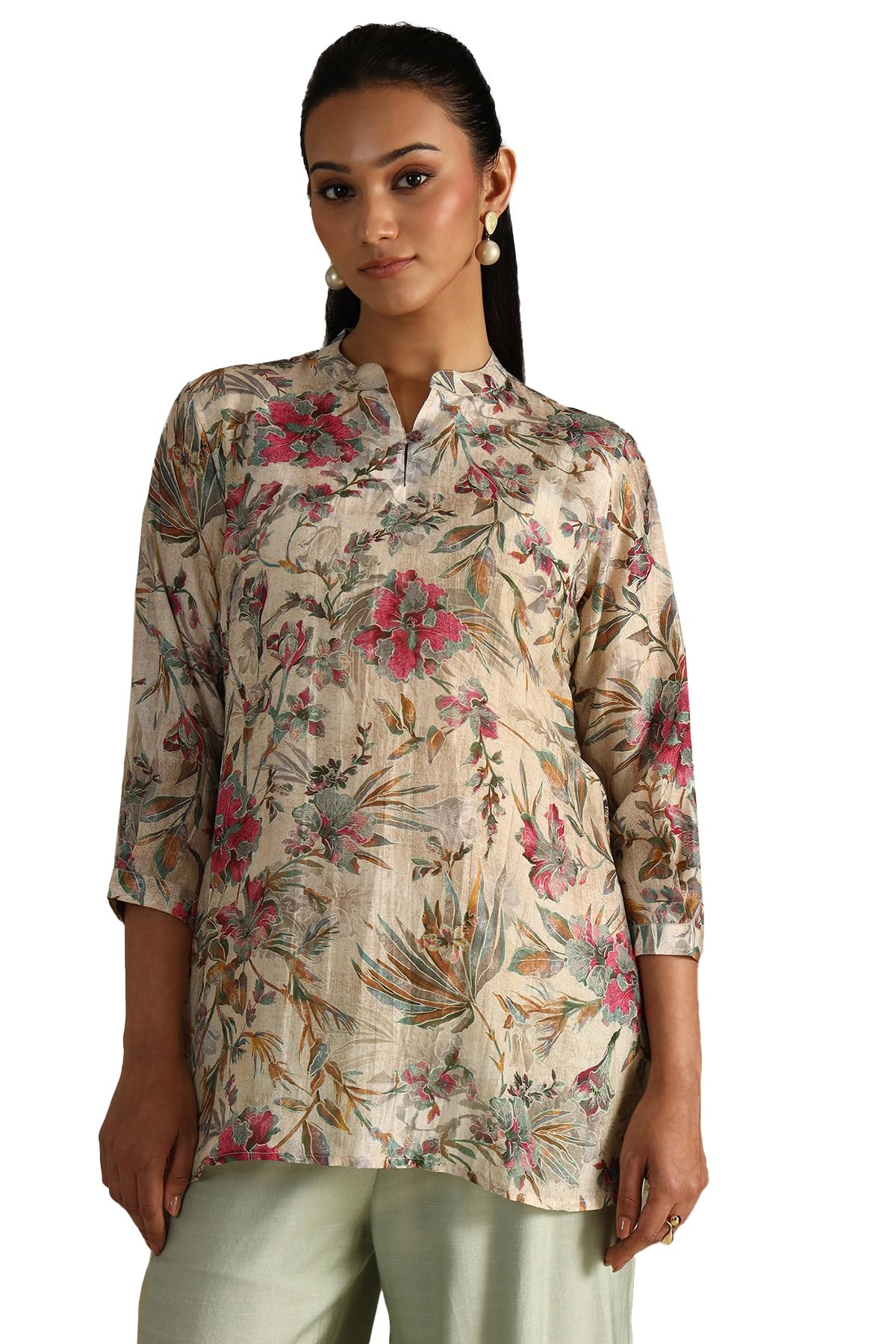 Soch Women Silk Blend Floral Print T-Shirt