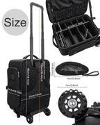 Relavel Rolling Makeup Case with 4 Clear Makeup Bags, Makeup Backpack with Adjustable Dividers,Cosmetic Train Case Storage with