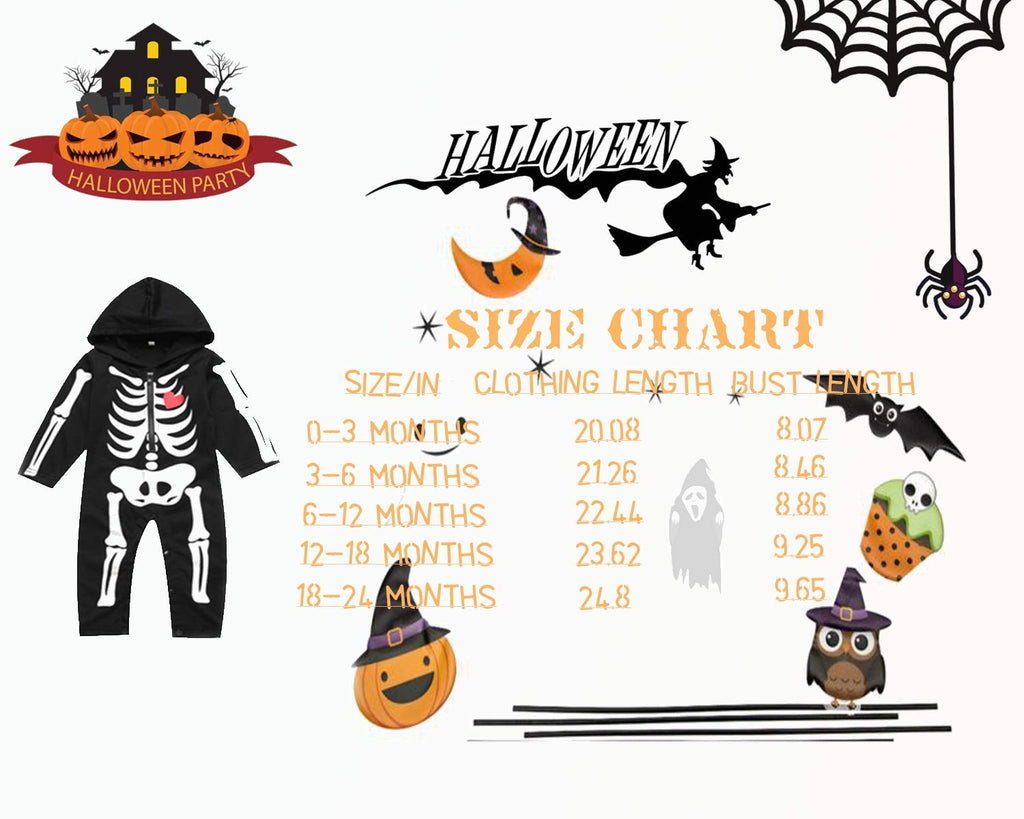 LENSOUS Baby Boy's Skeleton Halloween Costume Long Sleeve Hoodie (0-3 Months, Black01)