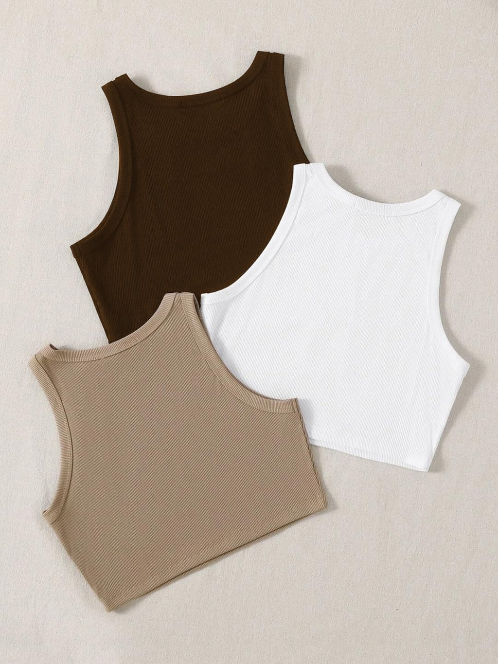 Toochki Tops for Woman | Spandex Top | Crop | Short | Western | for Jeans | Sleeveless | Stretchable | Pack of Three | Beige-Whi