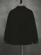 Shasmi Solid Regular Fit Double Pocket Polyester Shirt Casual Plain Full Sleeve (Mens Stylish Ribbed 154_Black