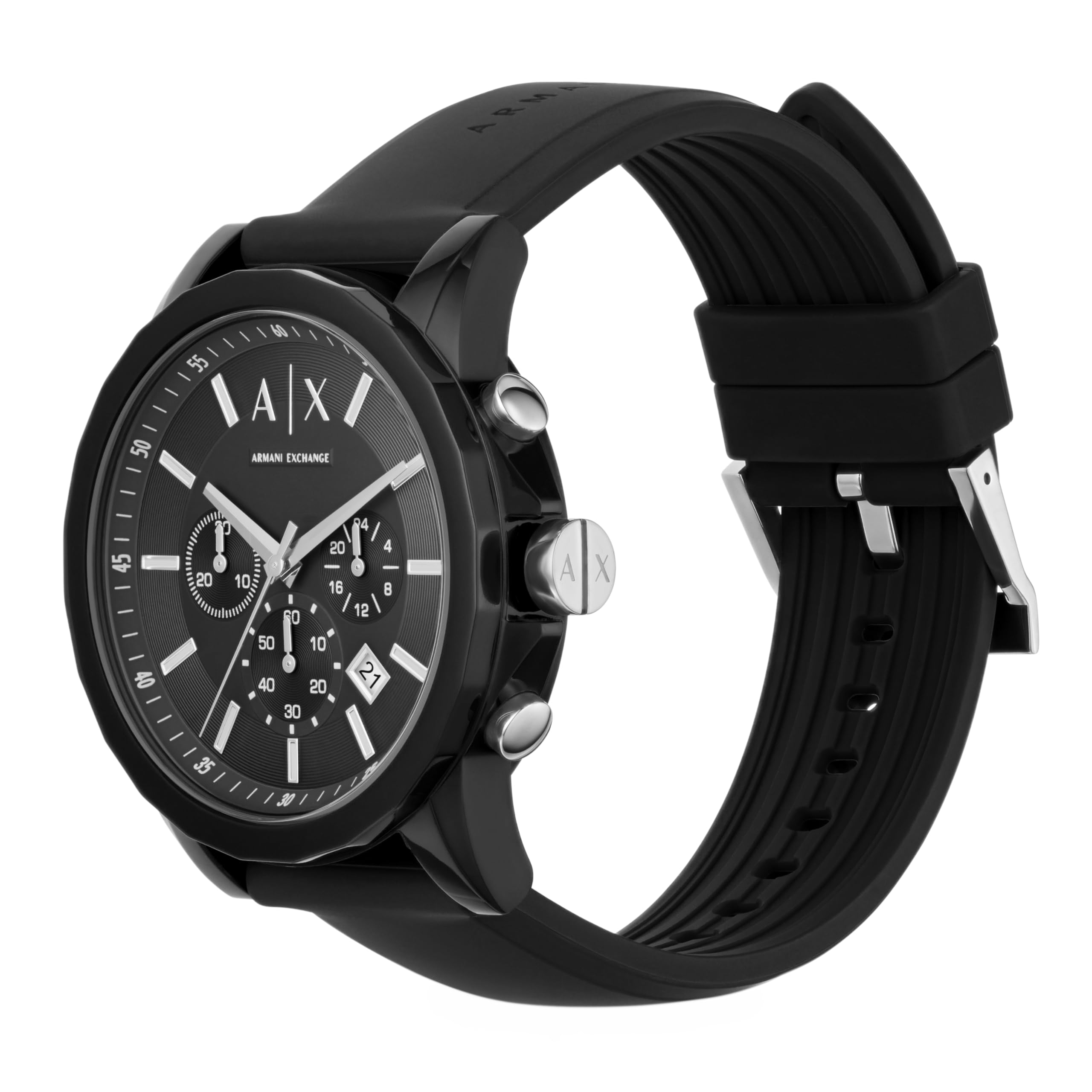 A|X ARMANI EXCHANGE Men's Chronograph Black Silicone Strap Watch (Model: A|X1326)