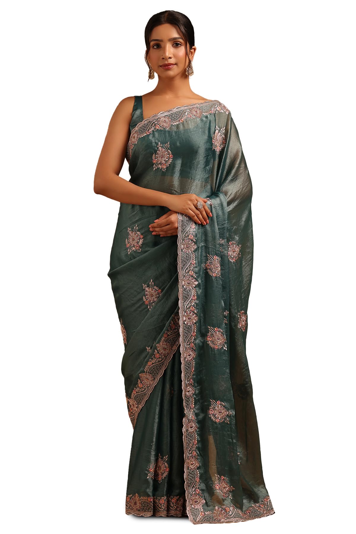 Soch Women Fendy Ethnic Motif Saree with Zari Embroidery and Work