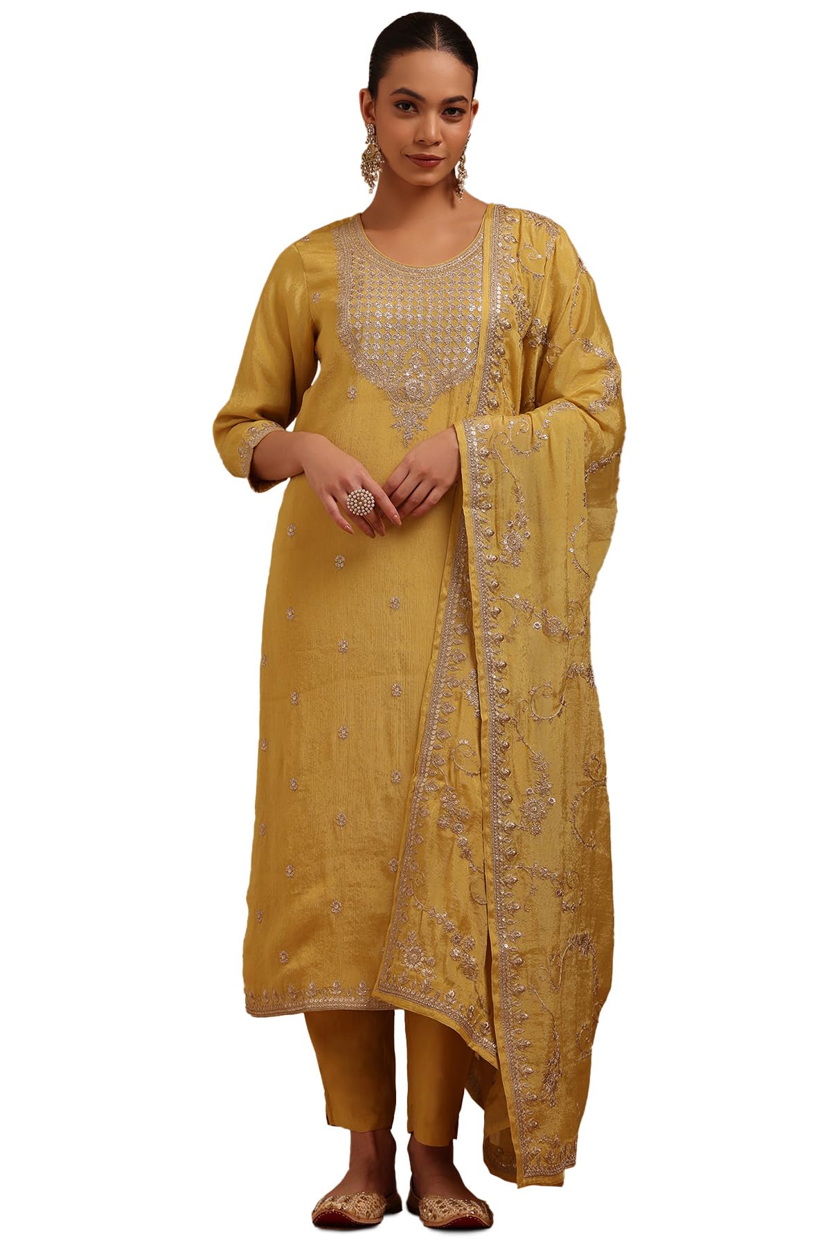 Soch Women Tissue Embroidered Suit Set with Zari