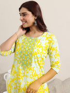 Libas WomenS Cotton Blend Kurta Set (400347H_Yellow