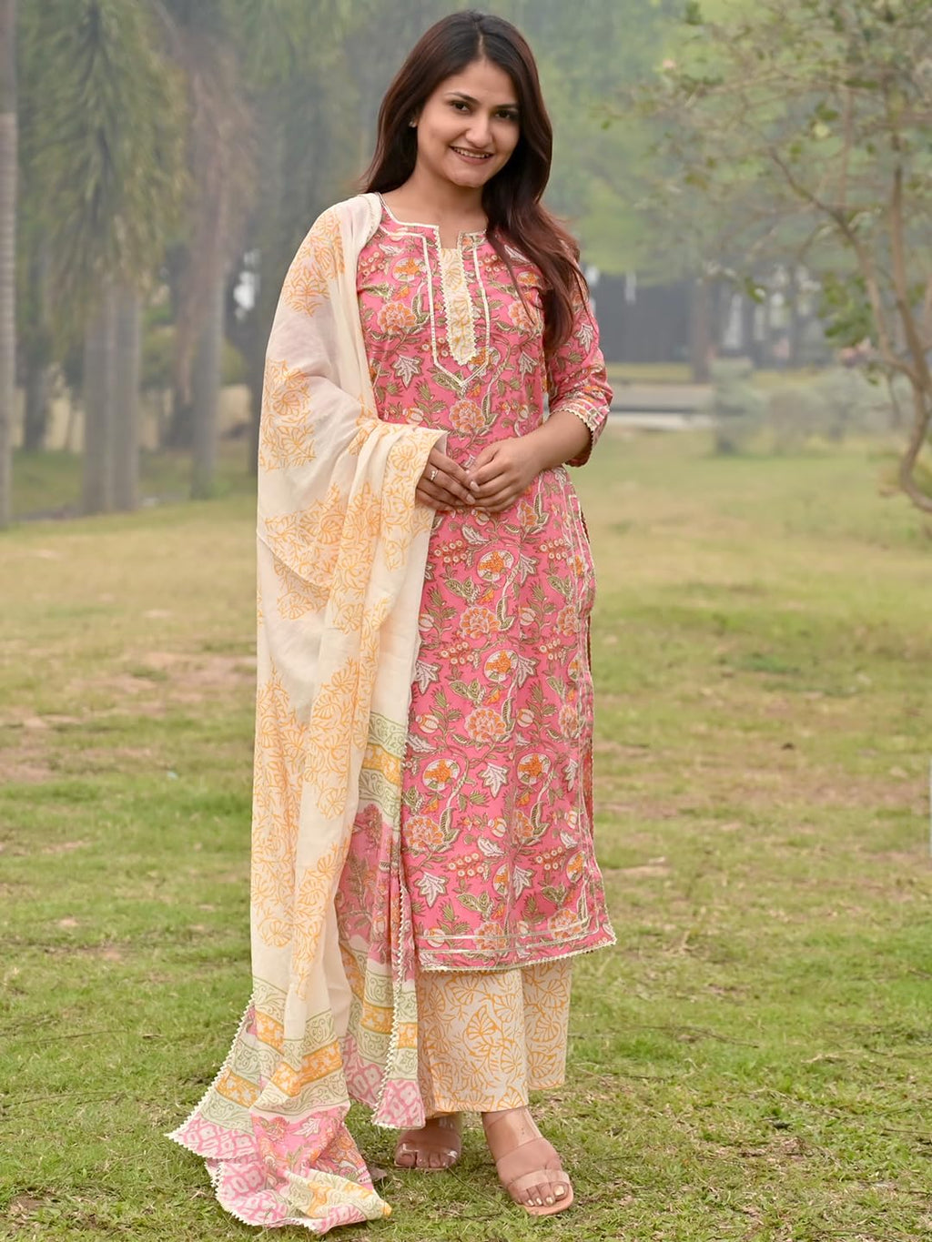 Libas Womens Cotton Kurta Sets (33206O_Pink