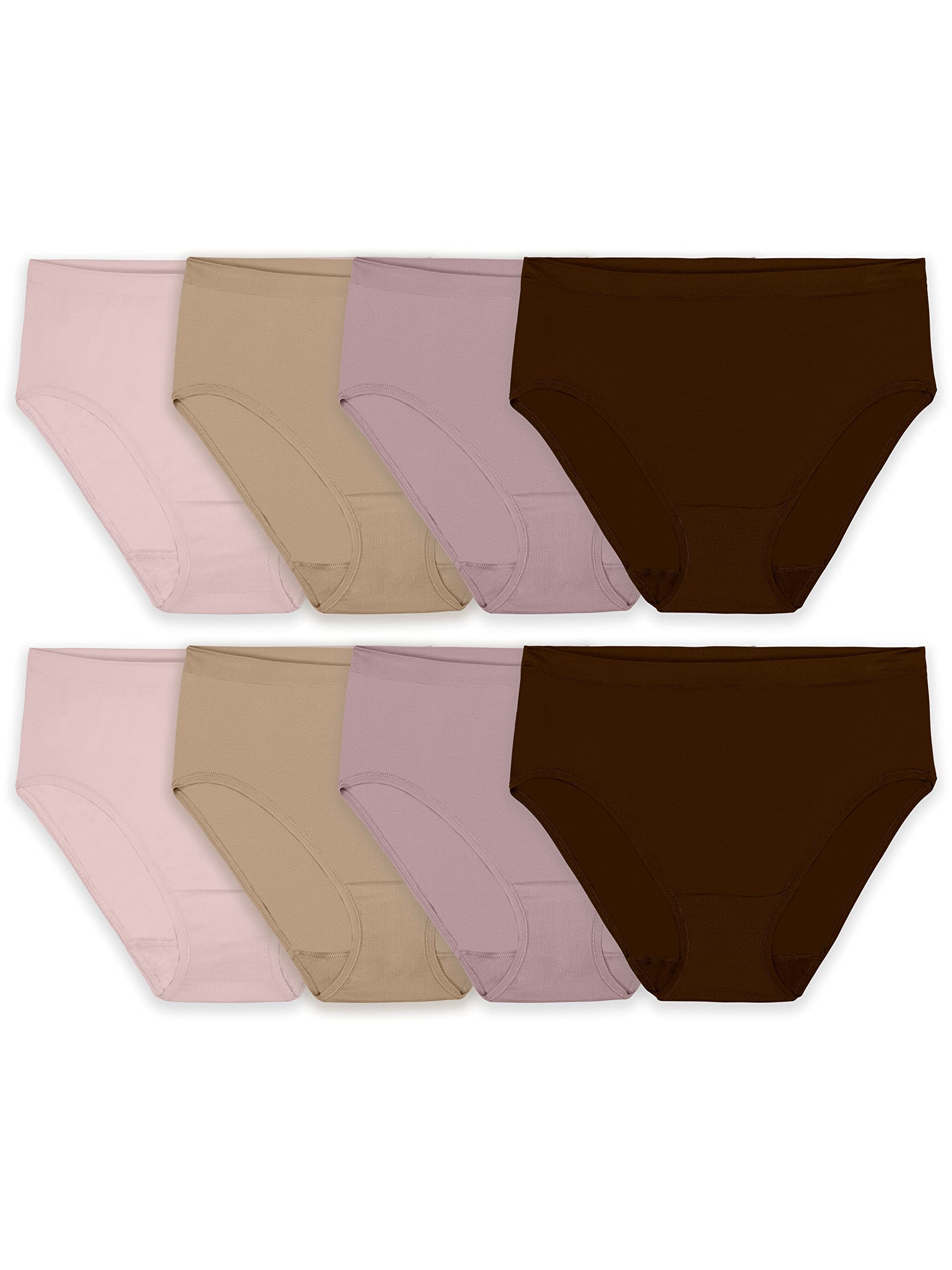 Fruit of the Loom Women's Seamless High Cut Briefs Underwear (Regular & Plus Size), Hi Cut-8 Pack-Assorted Colors, 7
