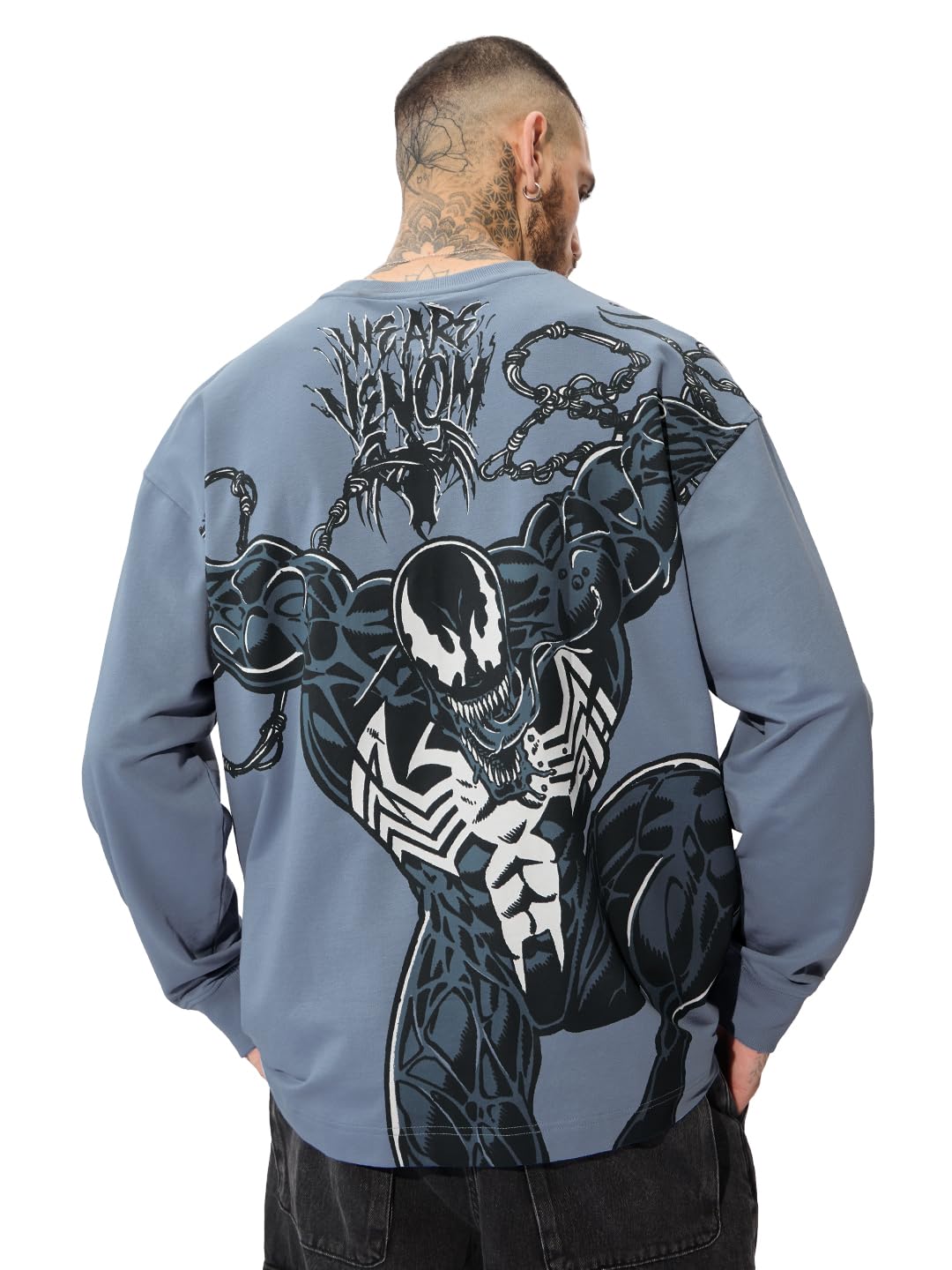 The Souled Store Official Venom: Slurp Men and Boys Reck Neck Multicolor Color Blocked Cotton Oversized Full Sleeve T-Shirts
