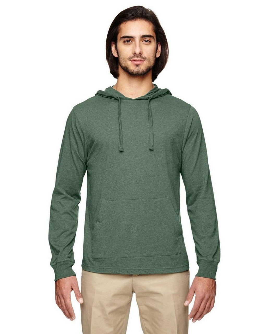 Unisex Blended Eco Jersey Pullover Hoodie - ASPARAgUS - XS(D0102H7ZL8P)