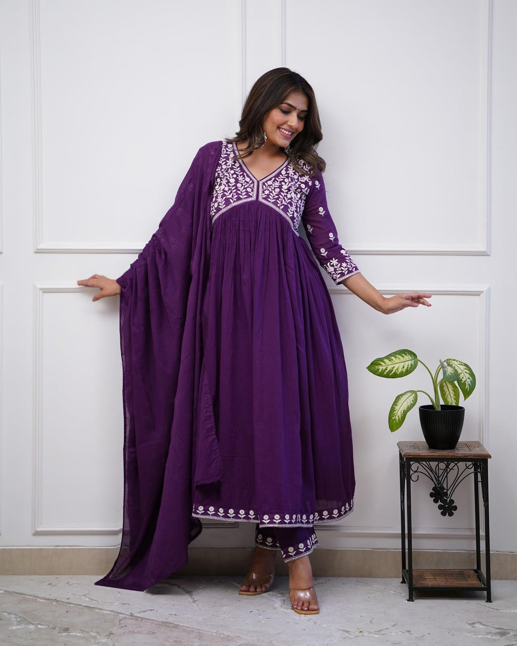 ANNI DESIGNER Women s Kurta with Trousers and Dupatta, Begani, Medium