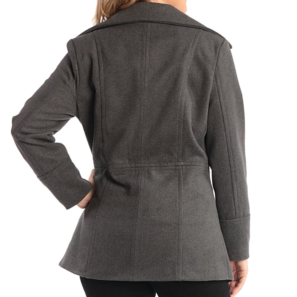 Alpine Swiss Emma Women's Wool Peacoat - Double-Breasted 3/4 Length Overcoat, Stylish & Warm Blazer for Fall & Winter Gray XL