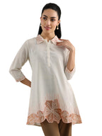 Libas Womens Silk Blend Embroidered Straight Kurti (58315_Off White