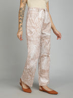 Kotty WomenS Straight Fit High-Rise Cotton Blend Printed Trousers(Multicolor,32)