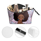BDAWQUG Women Small Makeup Bag African Queen Cosmetic Travel Pouch for Purse Mermaid Makeup Organizer Afro Queen Thanksgiving Ch