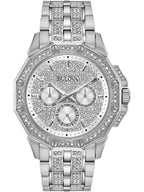 Bulova Men's Crystals Octava Stainless Steel 6-Hand Multi-Function Quartz Watch Style: 96C134