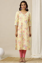Aurelia WomenS Floral Printed Straight Kurta | V-Neck Kurta For Women | Printed Kurta For Women | Beautiful Regular Fit Kurta Fo