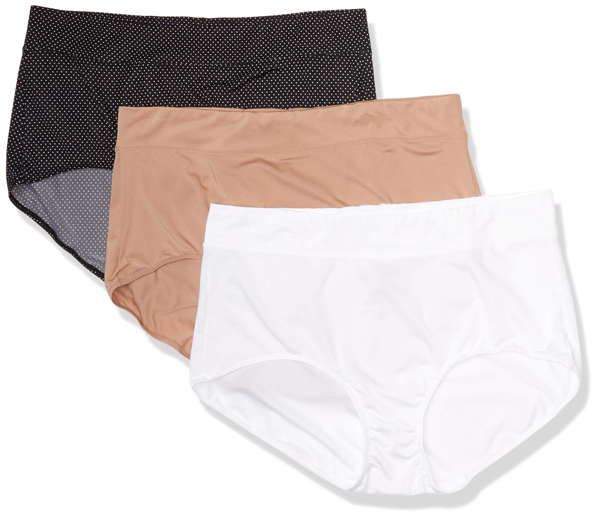 Warner's womens Blissful Benefits No Muffin 3 Pack Brief Panty Underwear, Tw/Ta/Ub and Tw Pin Dot, X-Large US