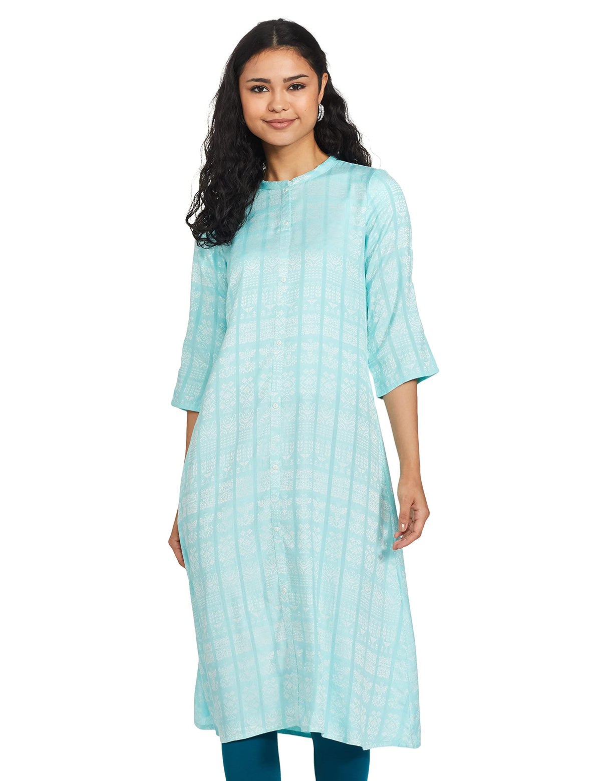 Aurelia Womens Viscose A-Line Knee-Length Dress (21SFA12336-700154_Blue_M)