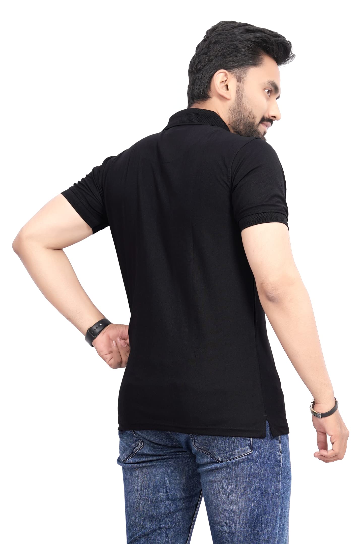More & More MenS Solid Regular Fit T-Shirt (Bb Polo Tshirt_Black