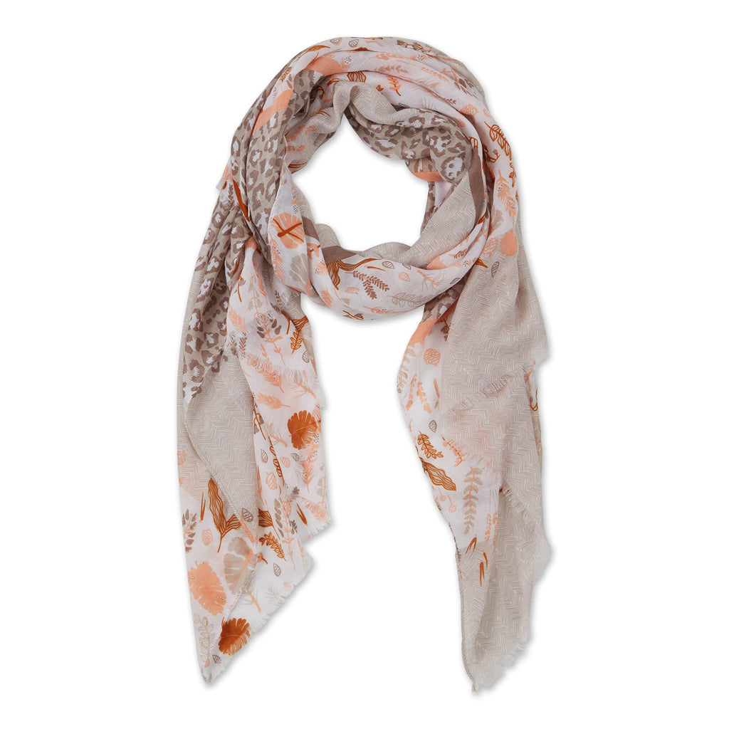 FLORAL LEOPARD SCARF - BEIGE