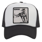 TOP HEADWEAR Men's Animal Trucker Hat - Snapback Farm Cap, Horse White/Black