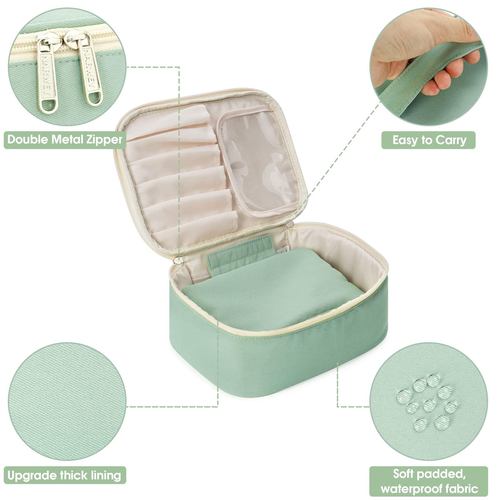 Narwey Travel Makeup Bag Large Cosmetic Bag Make up Case Organizer for Women