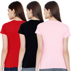 Preneum Womens Cotton Regular Fit Latest Graphic Stylish Printed Short Sleeves Casual T-Shirt || Trends & Stylish (Pack 3), Bab