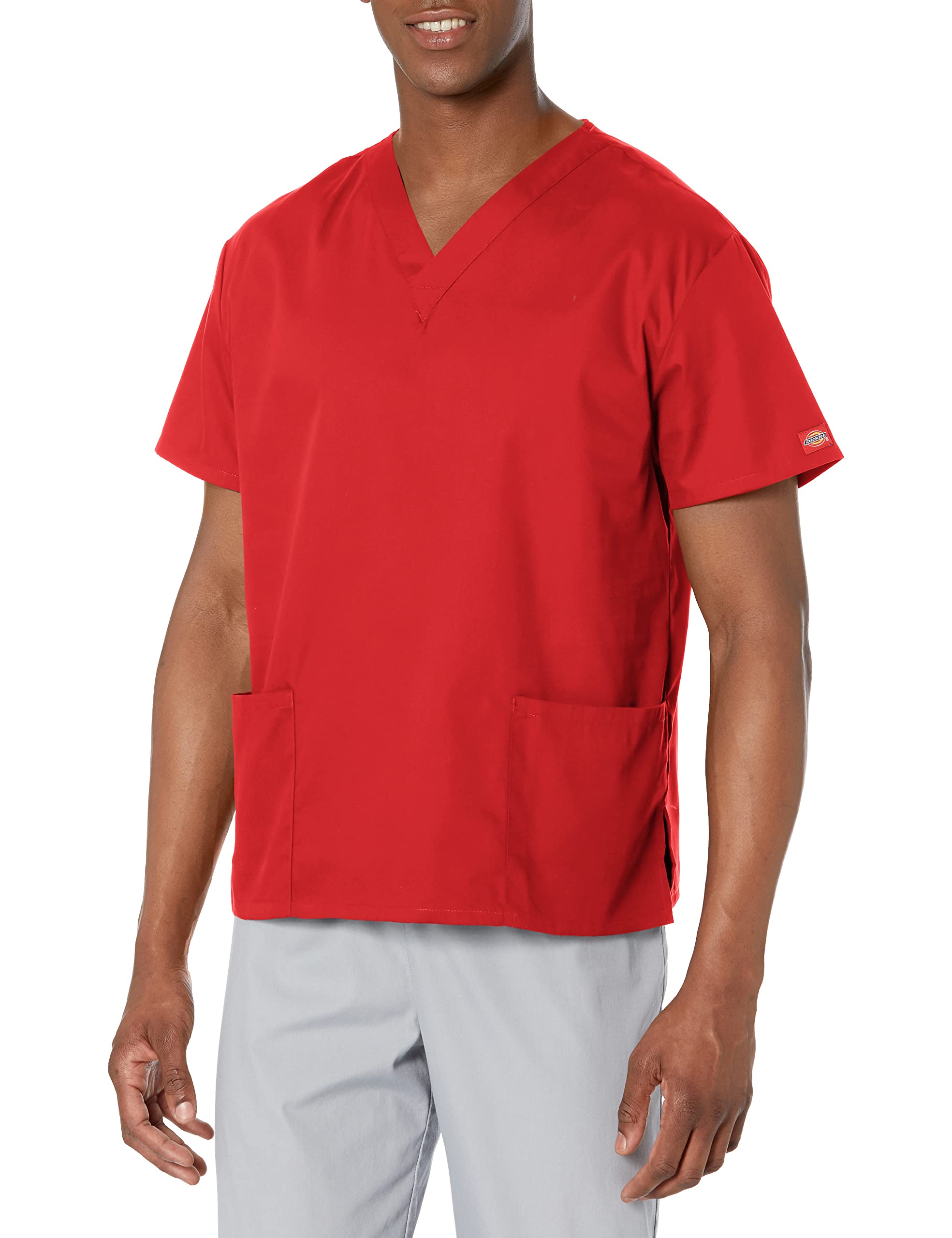 Dickies Women's EDS Signature Scrubs 86706 Missy Fit V-Neck Top, Red, Medium