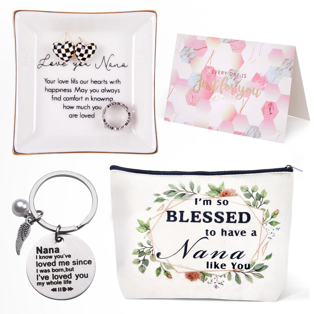 Nana Gifts Basket Jewelry Dish Set, Nana Christmas Gifts from Grandchildren, Birthday Gifts for Nana Grandma Gigi Mimi, Nana Chr