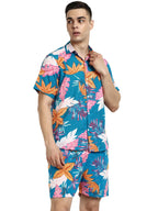 Greciilooks Men Rayon Casual Regular Fit Co-Ord Set (Blue, Xx-Large)