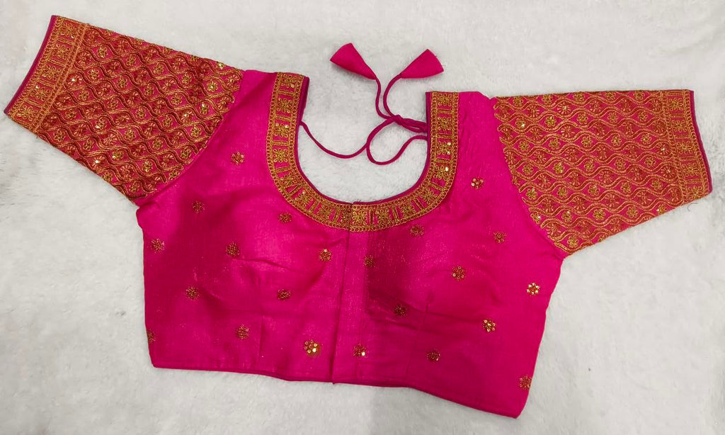 Pujia Mills WomenS Readymade Blouse Embroidery Multi Coding Gold Thread Indian Ethnic Designer Stitched Half Sleeve WomenS Rea